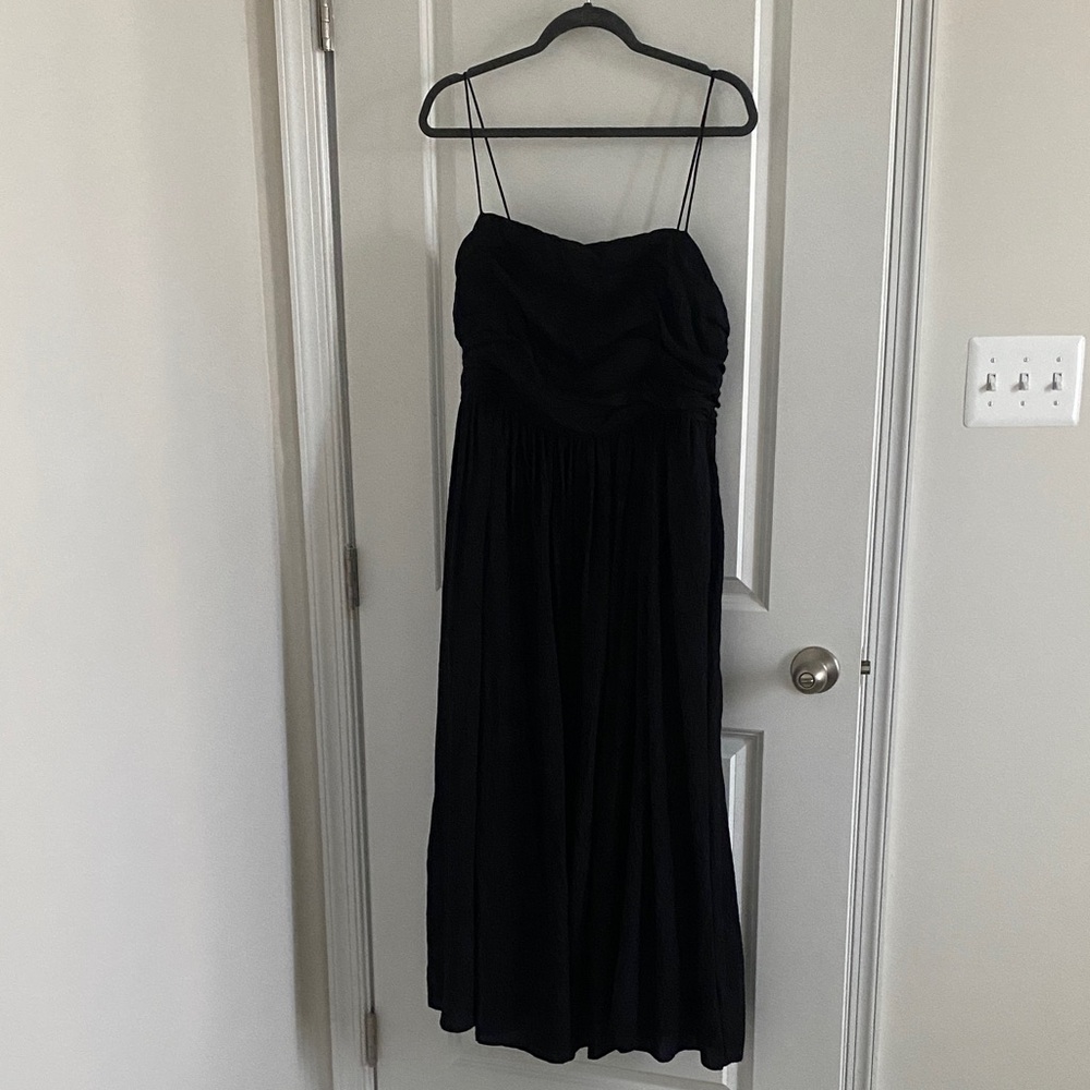 Anthropologie Black Pleated Sundress Spaghetti Strap